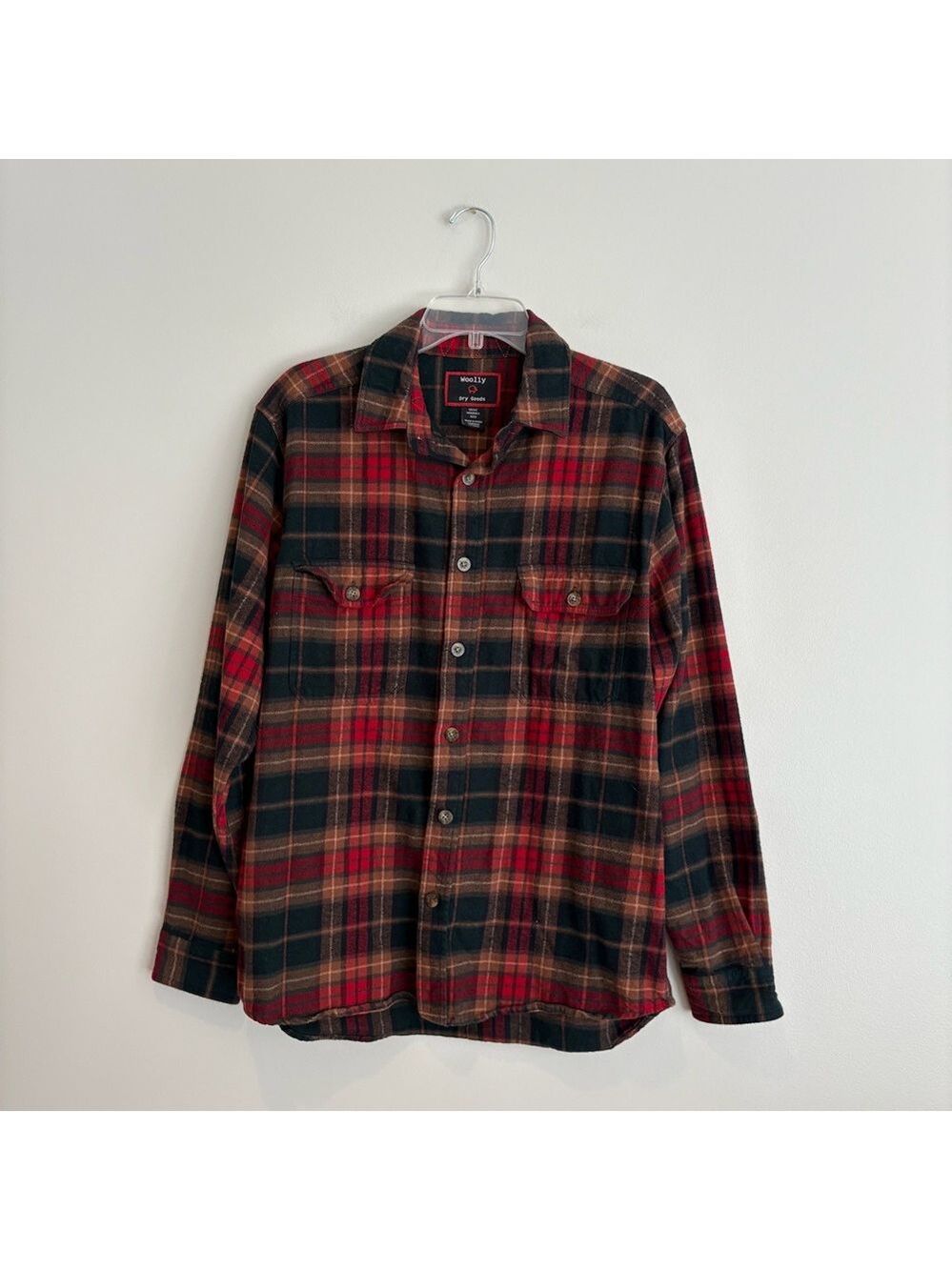 Woolly Dry Goods Red and Green Double Pocket Plaid Button Down Shirt